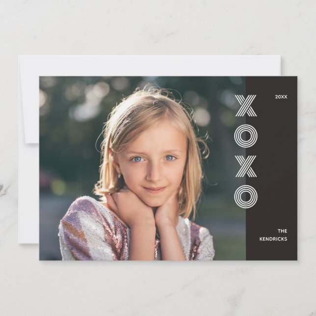 Fet XOXO Valentindagskort - svart Inbjudningar (Framsida)
