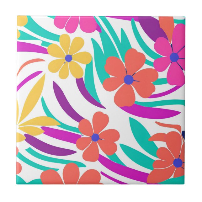 Fet Y2K Wildblommor Vibrant Vår Decor Kakelplatta (Framsidan)