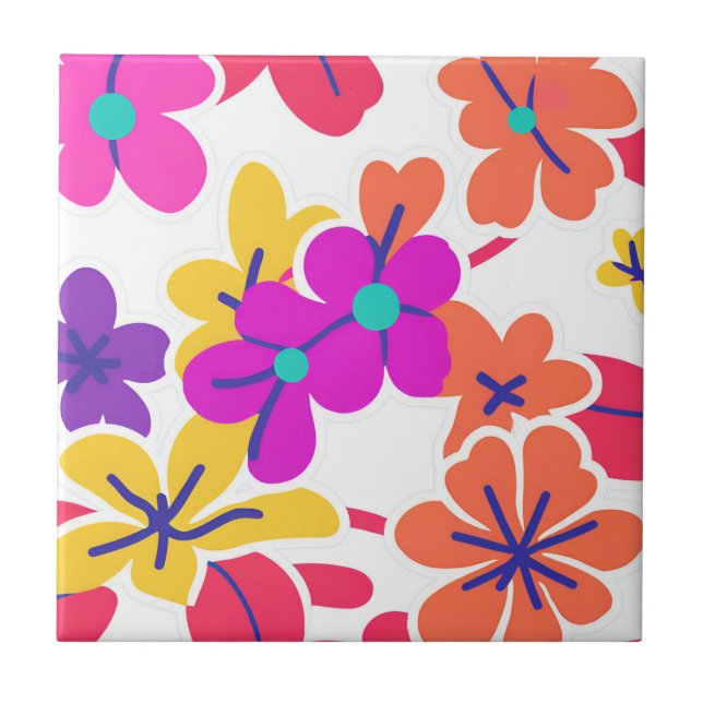 Fet Y2K Wildblommor Vibrant Vår Decor Kakelplatta (Framsidan)