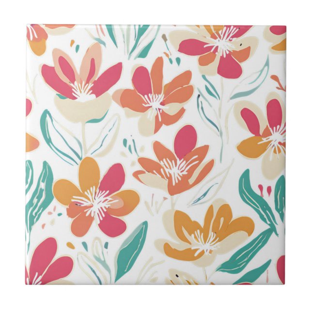 Fet Y2K Wildblommor Vibrant Vår Decor Kakelplatta (Framsidan)
