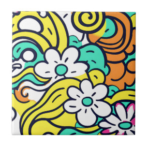 Fet Y2K Wildblommor Vibrant Vår Decor Kakelplatta