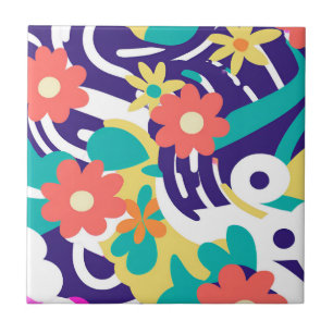 Fet Y2K Wildblommor Vibrant Vår Decor Kakelplatta