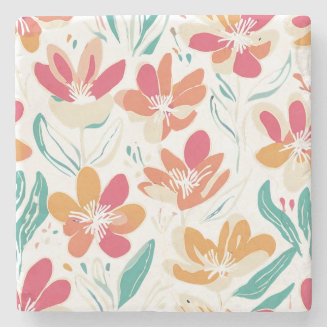 Fet Y2K Wildblommvibrant Nostalgic Vår Decor Stenunderlägg (Framsidan)
