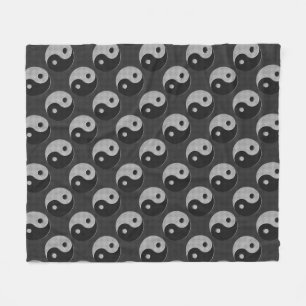 Fet Yin Yang i Carbon Fiber Print Stil Fleecefilt