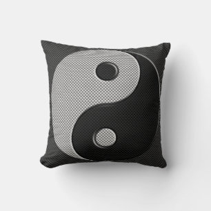 Fet Yin Yang i Carbon Fiber Print Stil Kudde