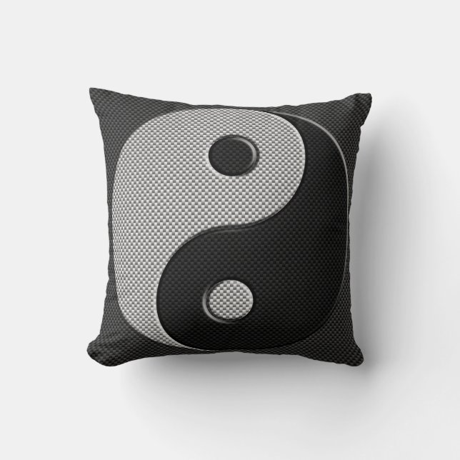 Fet Yin Yang i Carbon Fiber Print Stil Kudde (Framsida)