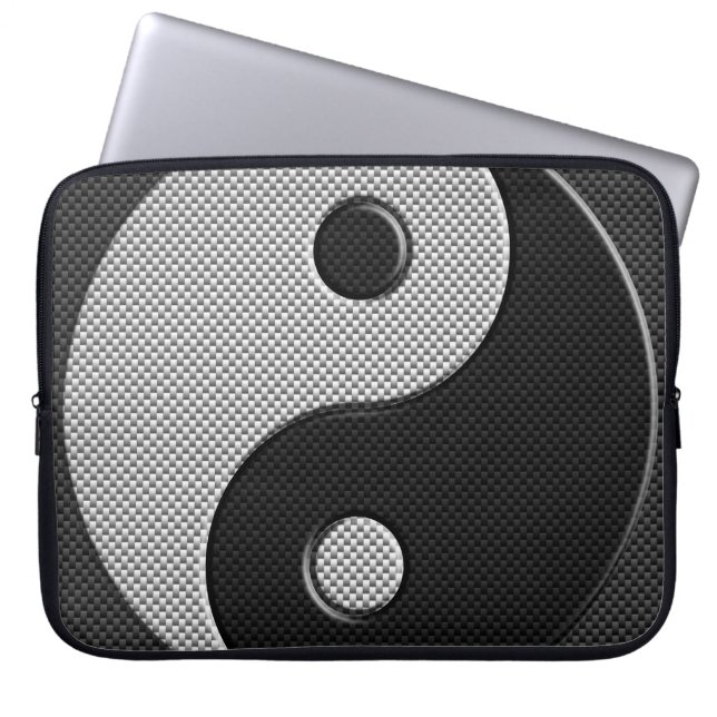 Fet Yin Yang i Carbon Fiber Print Stil Laptop Fodral (Framsidan)