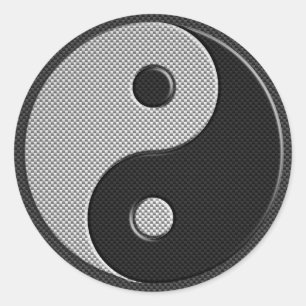 Fet Yin Yang i Carbon Fiber Print Stil Runt Klistermärke