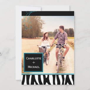 Fet Zebra mönstrad Bröllop-foto Spara datum Spara Datumet