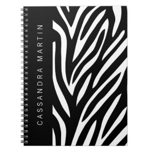 Fet Zebra ränder för Safari Theme med Namn Anteckningsbok
