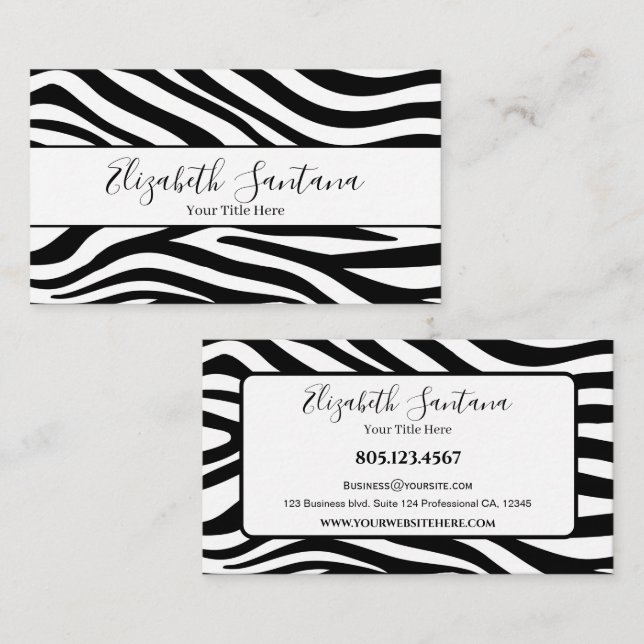 Fet Zebra tryck Visitkort (Fram/baksida)