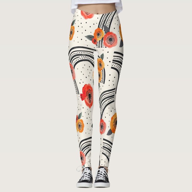 Feta citronskivor ränder (2) leggings (Framsida)
