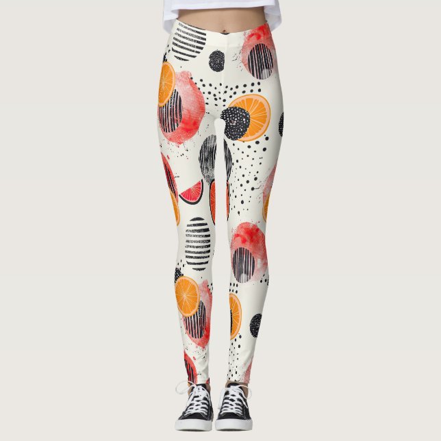 Feta citronskivor-ränder (3) leggings (Framsida)