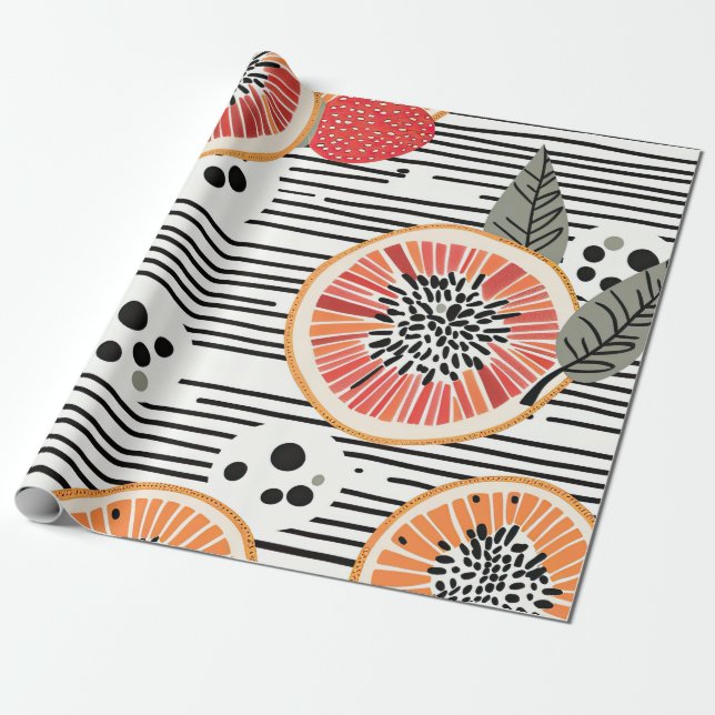 Feta citronskivor ränder (3) presentpapper (Utrullad)
