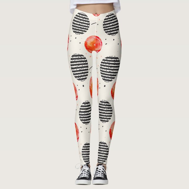 Feta citronskivor-ränder (5) leggings (Framsida)