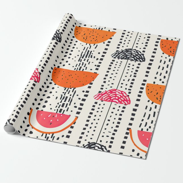 Feta citronskivor ränder (5) presentpapper (Utrullad)
