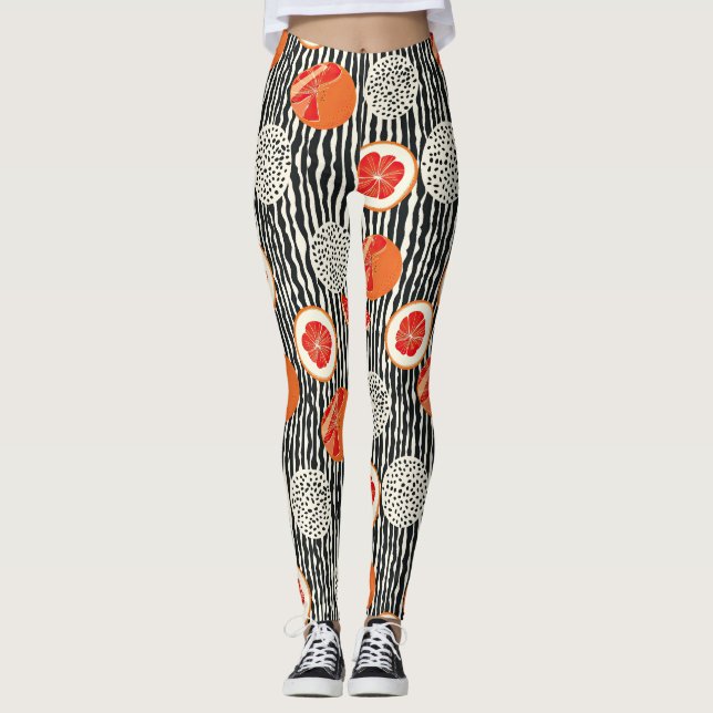 Feta citronskivor-ränder (6) leggings (Framsida)