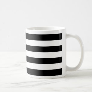 Feta enfärgade svarta och vita ränder kaffemugg