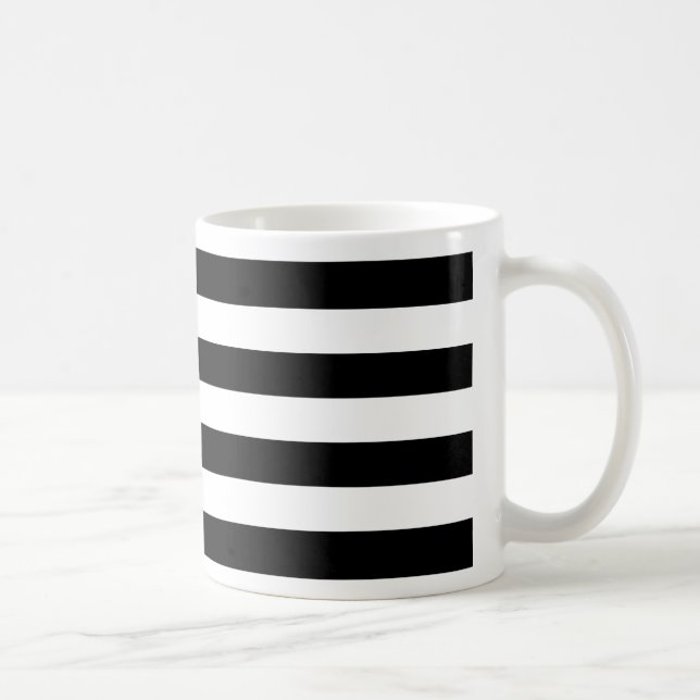 Feta enfärgade svarta och vita ränder kaffemugg (Höger)