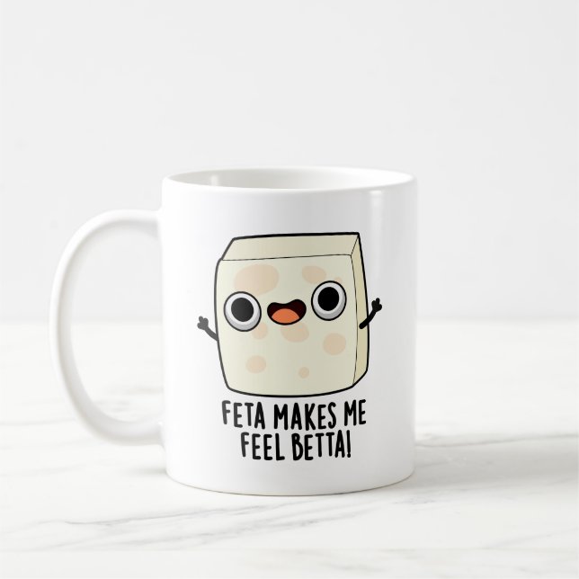 Feta får mig att må bättre Rolig ost Pun  Kaffemugg (Vänster)