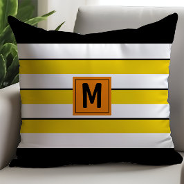 Feta gula ränder Monogram Kudde