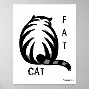 Feta Katt-Grå färg & svart Poster