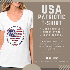 Feta Ränder Ljusande Stjärnor Modiga Hjärtan USA T Shirt