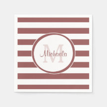 Feta Terrakotta Röda Ränder Namn och Monogram