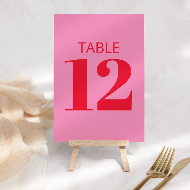 Fetantisk typografi, Rosa och röd modern Bat mitzv Bordsnummer (Skapare uppladdad)
