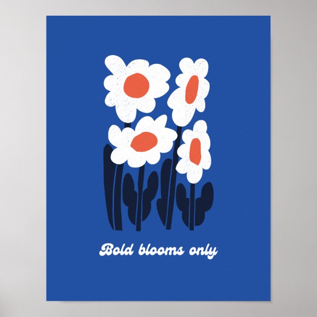 Fetblad Blommor Endast Sommar Retro Marguerit Vägg Poster (Framsidan)