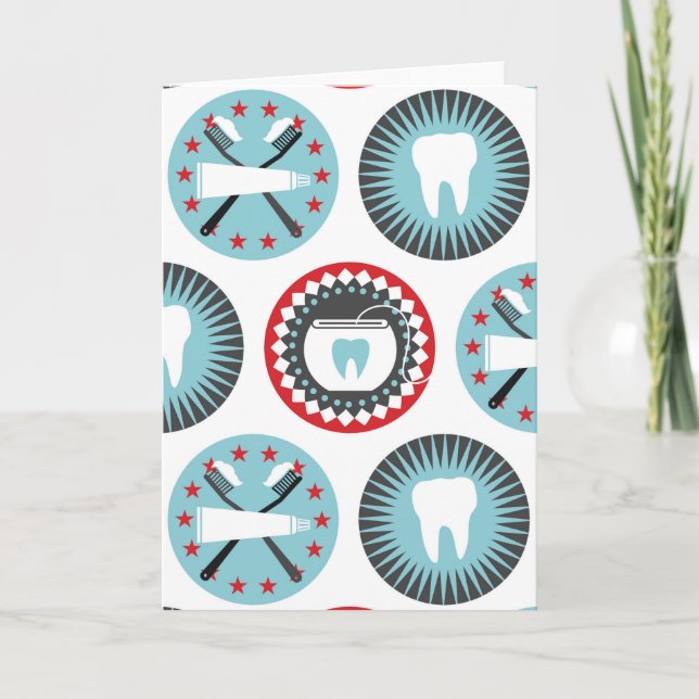 Fetbold Dental Mönster - Tandläkare Munhygienist Kort (Framsida)