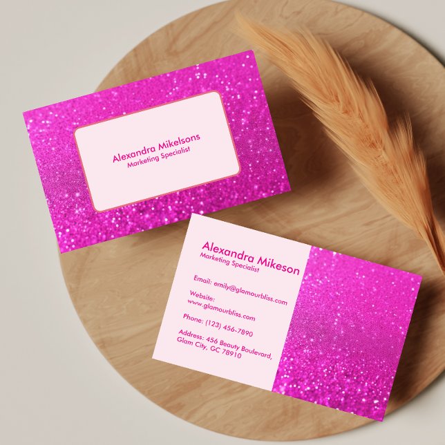 Fetbold Glitter Rosa Estetik Visitkort (Skapare uppladdad)