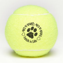 Fetch är Life - Paw Print Hearests Cute Hund