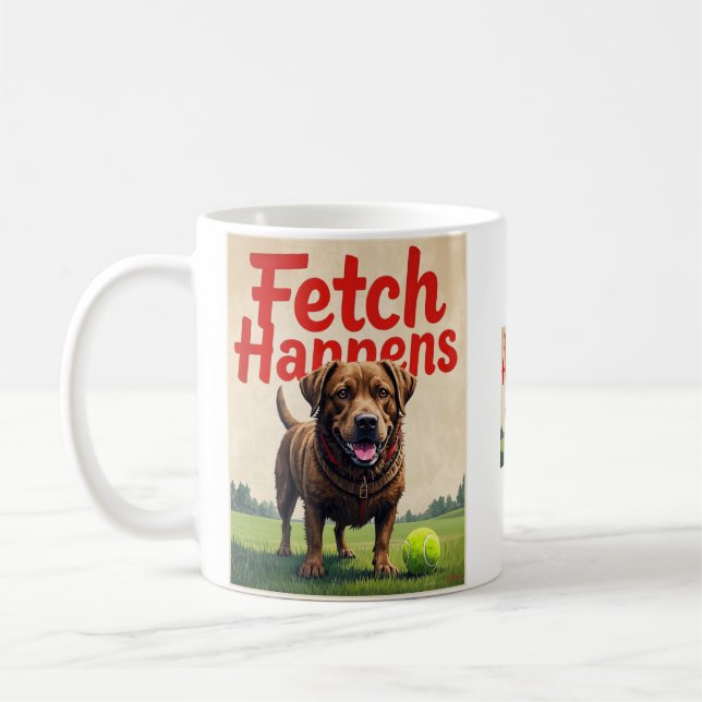 Fetch händer Humous hund kaffe kopp mugg (Vänster)