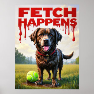 Fetch Happens Humous hund poster lam Labrador