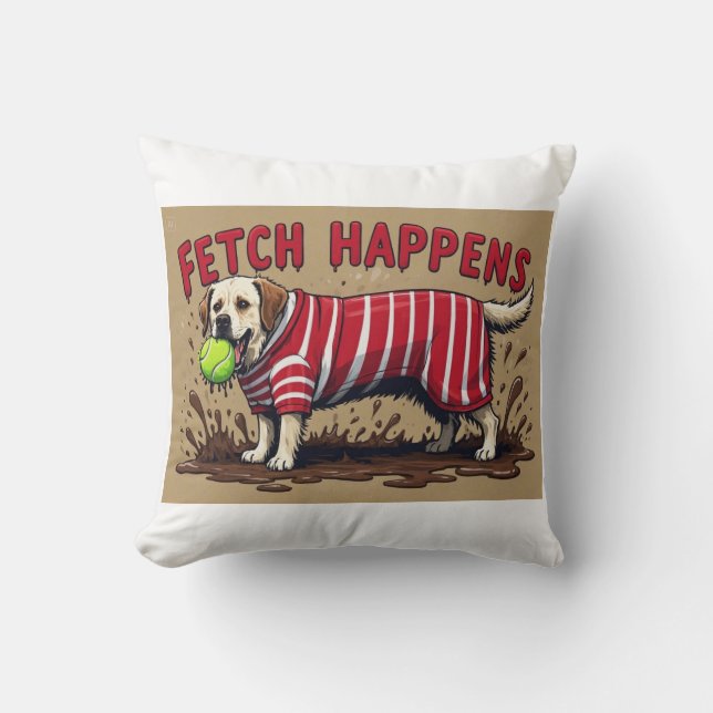 Fetch Happys Humous poster luddy Labrador hund Kudde (Framsida)