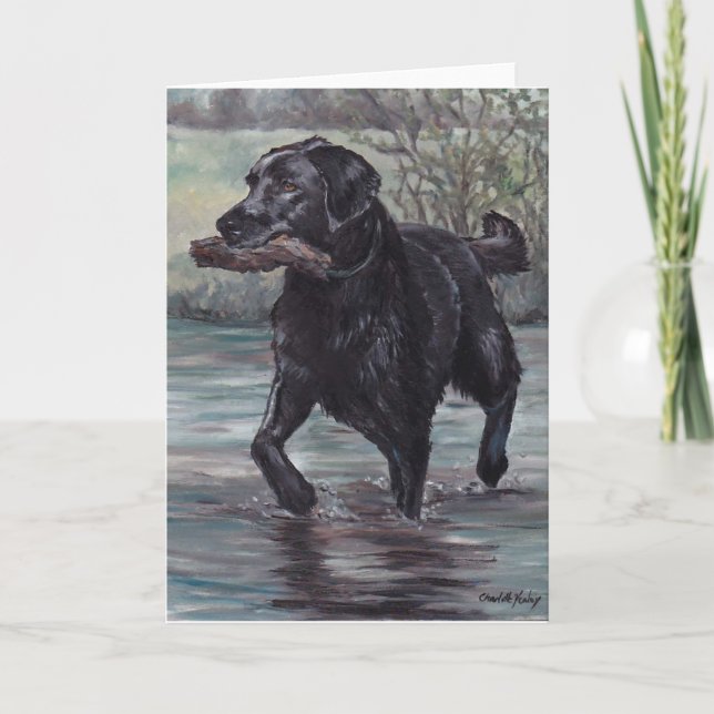 Fetch Labrador Retriever Hund Art Greeting Card Kort (Framsida)