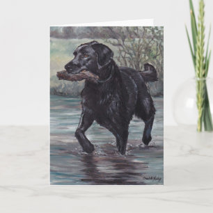 Fetch Labrador Retriever Hund Art Greeting Card Kort