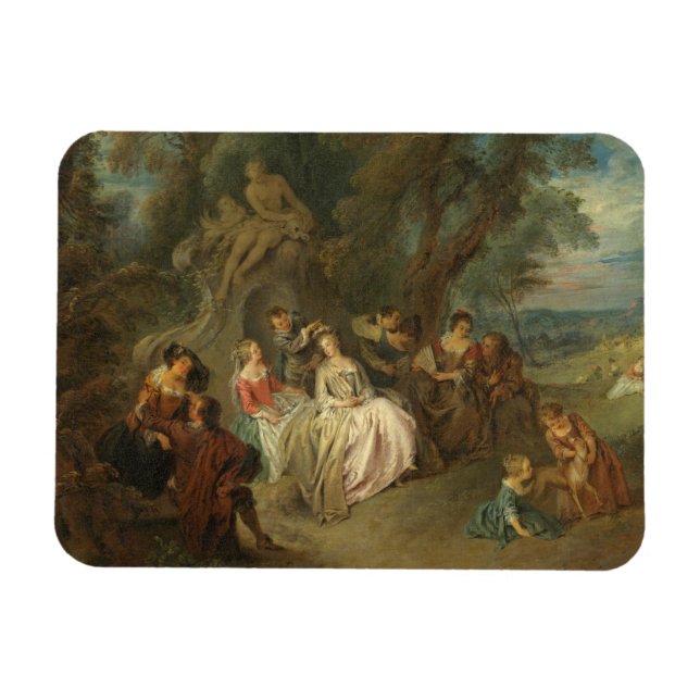 Fête Champêtre, c. 1730 (olja på canvas) Magnet (Horisontell)