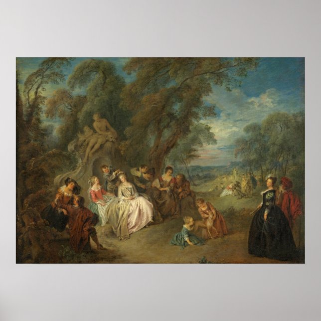 Fête Champêtre, c. 1730 (olja på canvas) Poster (Framsidan)