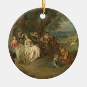 Fête Champêtre, C. 1730 (olja på kanfas) Julgransprydnad Keramik