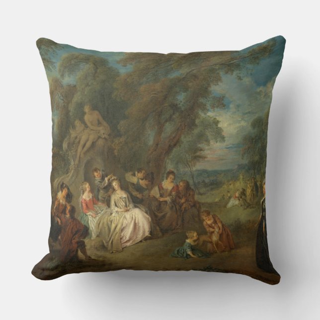 Fête Champêtre, C. 1730 (olja på kanfas) Kudde (Framsida)