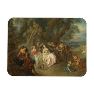 Fête Champêtre, C. 1730 (olja på kanfas) Magnet