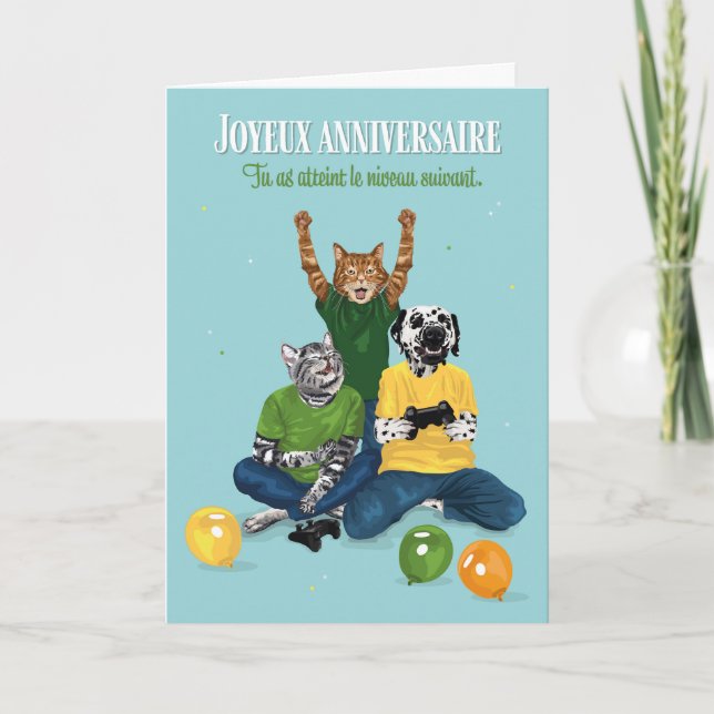 Fête d'anniversaire jeu vidéo Dalmatiens et chatta Kort (Framsida)