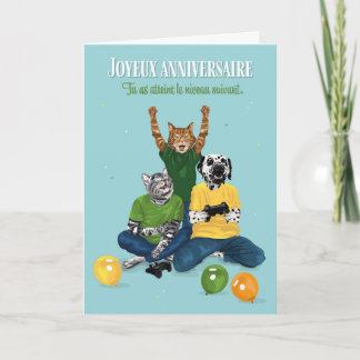 Fête d'anniversaire jeu vidéo Dalmatiens et chatta Kort
