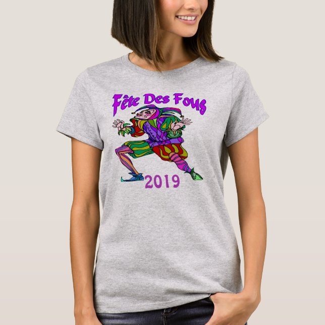Fete des Fous Mardi Gras 2019, lägg till text T Shirt (Framsida)