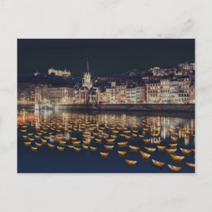 Fête des Lumières bateaux - Lyon Vykort