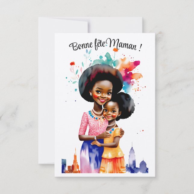 Fête des mères - Coll. Afro Aquarelles Kort (Framsida)