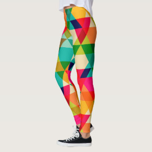 Fetfärgad ljusgul geometrisk triangel Mönster Leggings