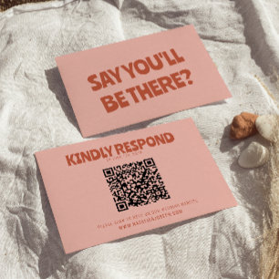 Fetfärgad retro Bright Unik QR-kod Bröllop OSA Kort